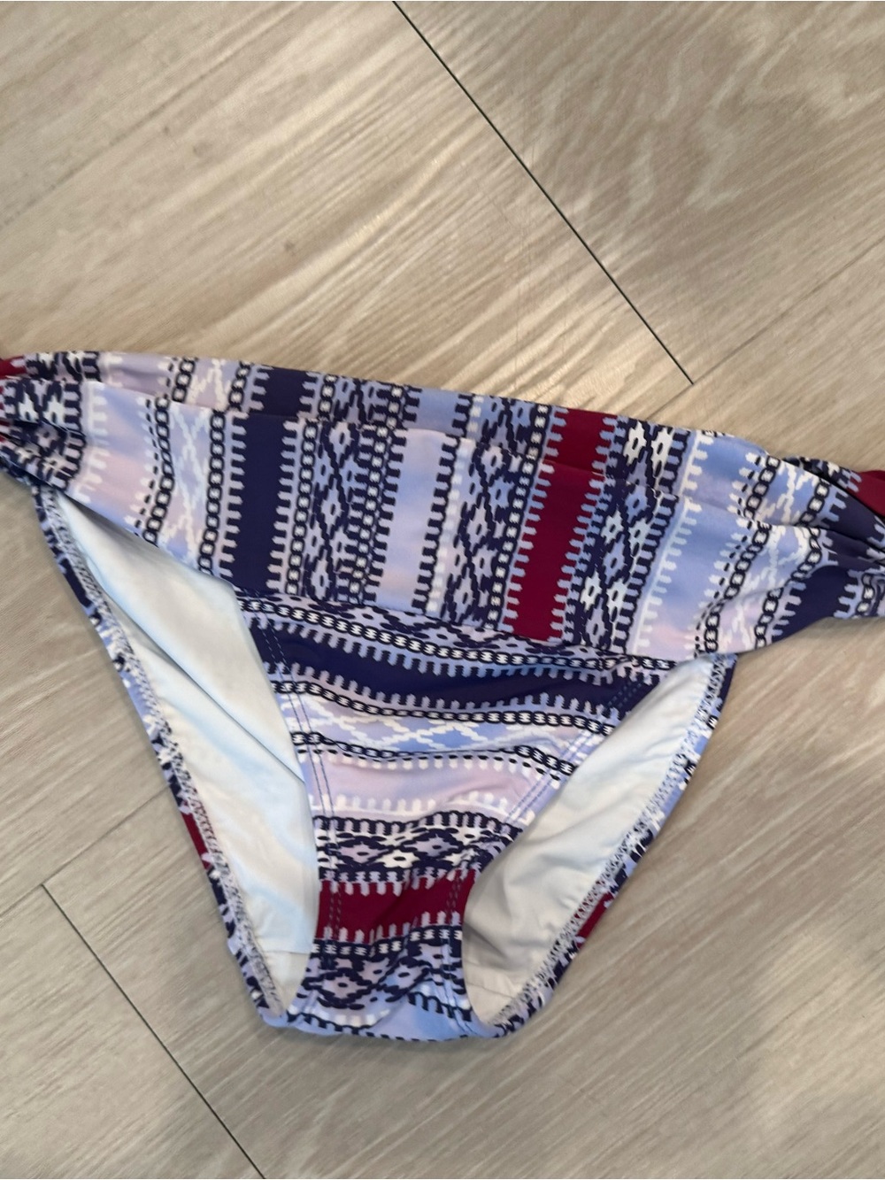 Women’s Patterned Bikini Bottom in Navy, Red & White Despi